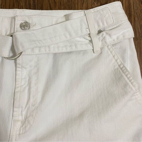 7FAM High Rise Paperbag Optic White Straight Leg Jeans NWOT - Picture 11 of 16